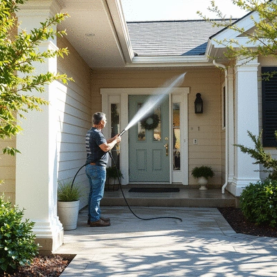 Power washing service in action