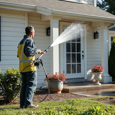 Power washing service in action